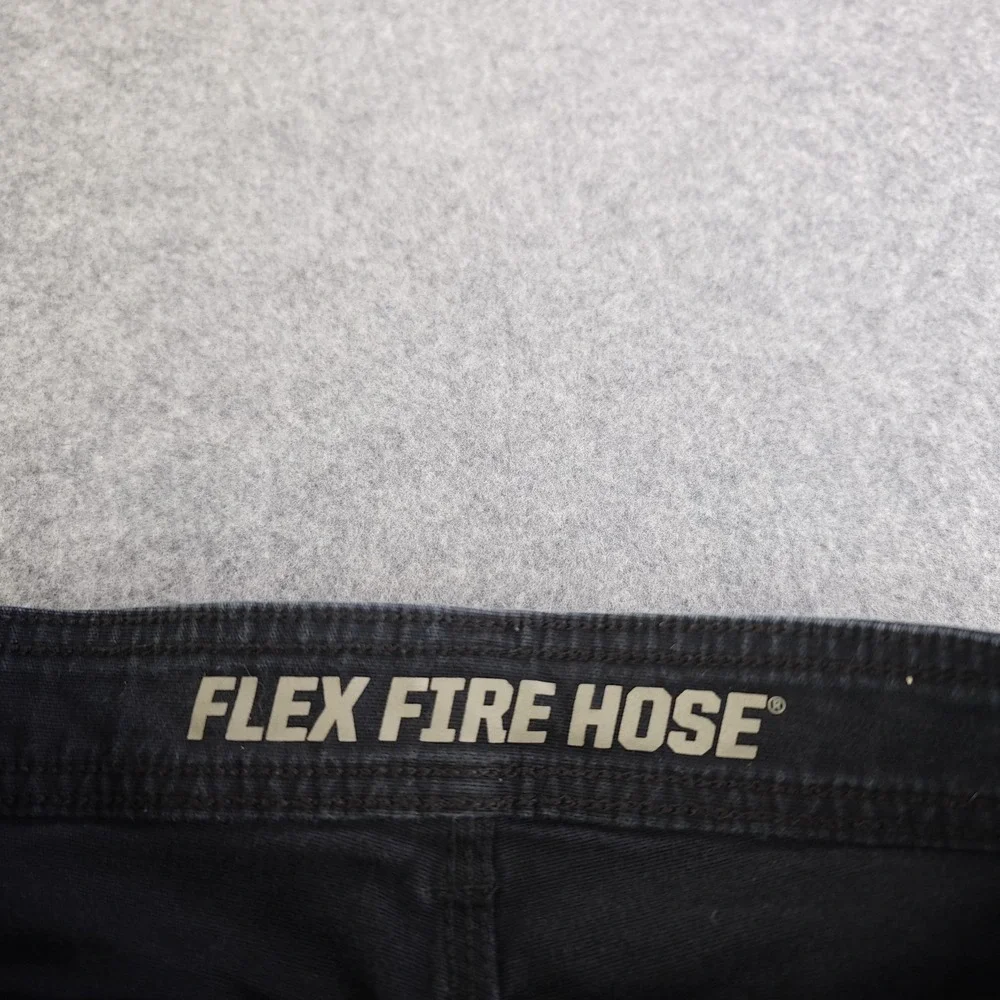 Duluth Flex Fire Hose Pants Mens 30x30 Slim Fit Black Solid Straight Stretch